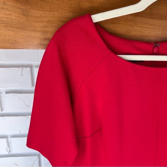 Talbots Round Neck Short Sleeve Ponte Sheath Back Zip Dress, Red, Size 4 - Picture 4 of 13